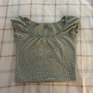 Green Floral Brandy Melville Crop Top